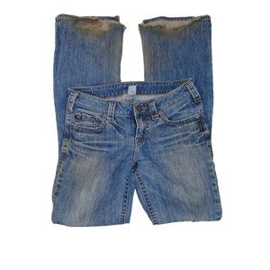 Silver Jeans * Distressed  Leg Cuffs  * Size 28 Blue* Embroidered Rear Pockets